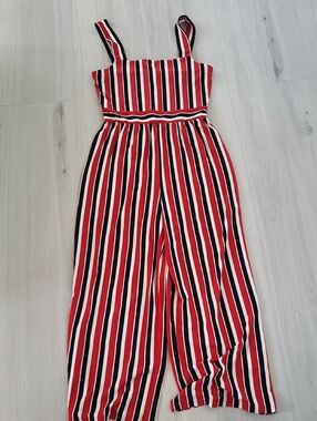 Express Red, Black & White Striped Jumpsuit